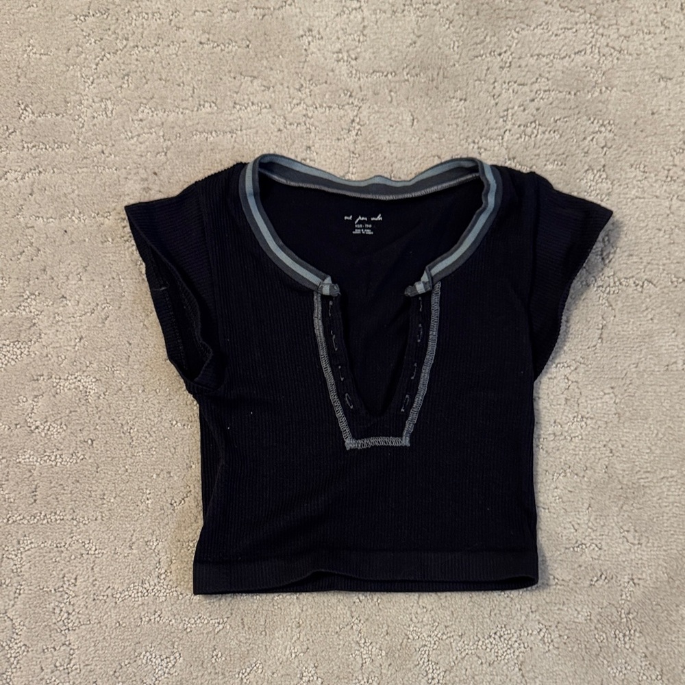 Urban Outfitters Black Crop Top with Gray Accents